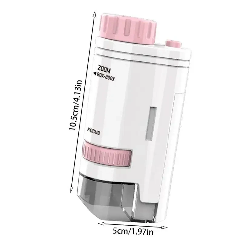 Pocket Microscope Kid Science Experiment Pocket Microscope Toy Kit 80X-200X Educational Mini Handheld Microscope With LED Light
