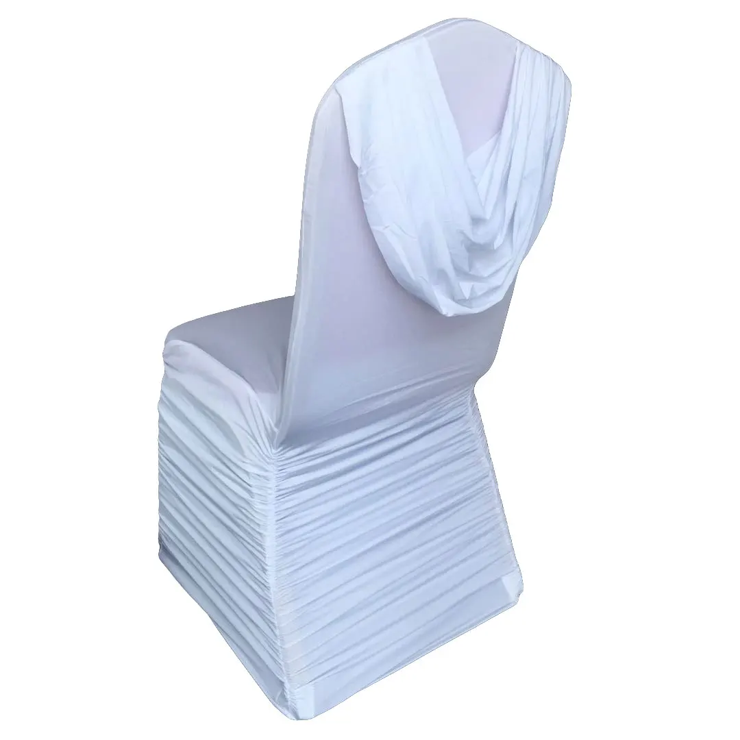 Spandex Dining Room Chair Fitted Covers Universal Stretch Ruffled Seat Covers With Swag Back