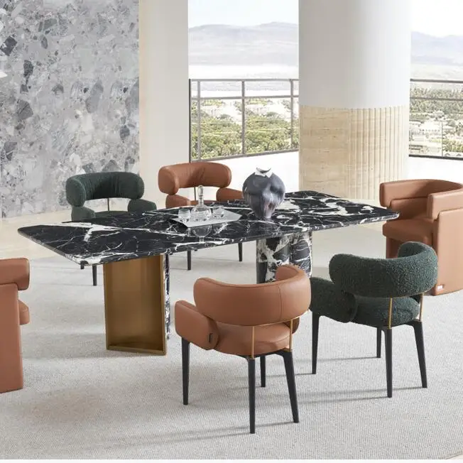 Modern Customized Rectangle Stone Dining Table Jumbo Size Grand Antique Marble Top Dining Table