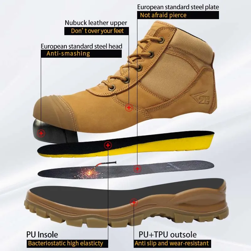L602 рабочие ботинки в стиле гусеницы со стальным носком Zapatos Con Punta De Acero Para El Trabajo Zapato Tacon