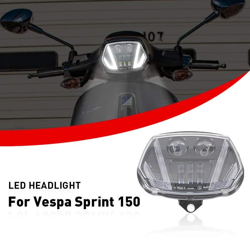 YongJin New Black motorcycle headlight  with DRL and turn signal light for Vespa Sprint 150 accessories