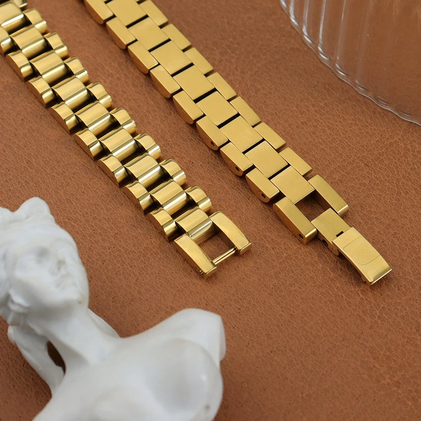 Hip Hop Punk Jewelry Thick Stainless Steel Chain Bracelet Luxury 18k Gold Waterproof Watch Band Bracelet for Women Men