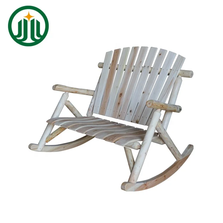 Outdoor Patio Garden Wooden Double Log Rocking Chair