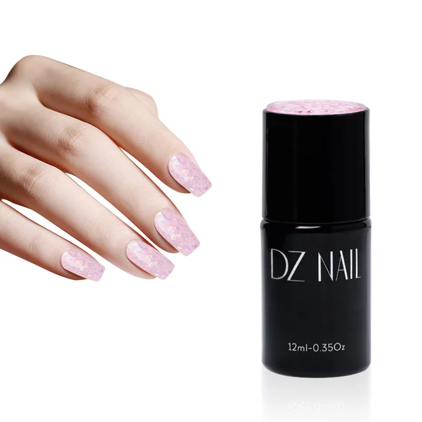 Dz Nails OEM Wholesale 15ML Uv Gel Shimmer Hard Gel Chunky Glitter Iridescent Extension Gel Glitter