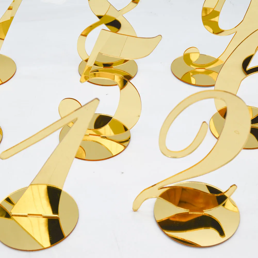 Wedding acrylic Table Numbers with Holder Elegant Mirror gold Table Numbers seat cards for Wedding Party Birthday Event Catering