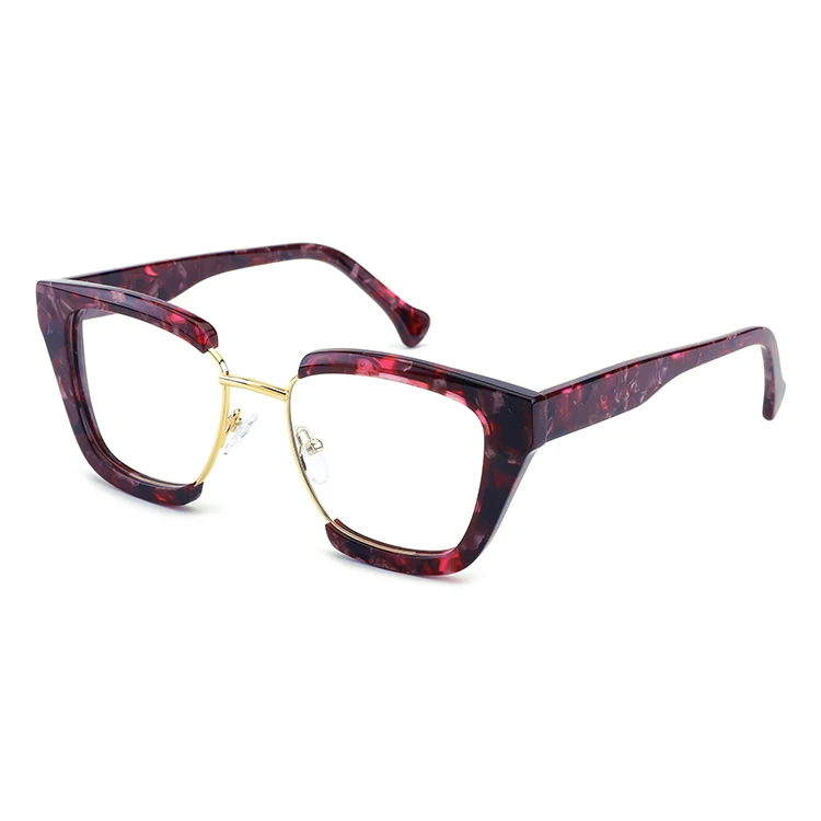bio acetate sheet high quality unique eyeglass frame black fashion metal acetate optical frame