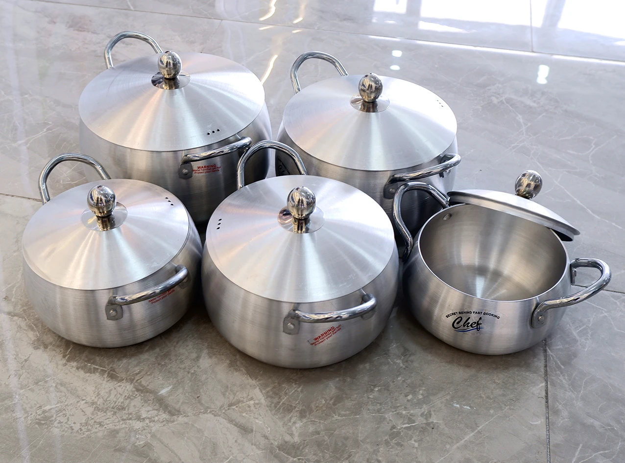 Sanding Belly Shape  Pot Set Soup Pot Induction aluminum pot set