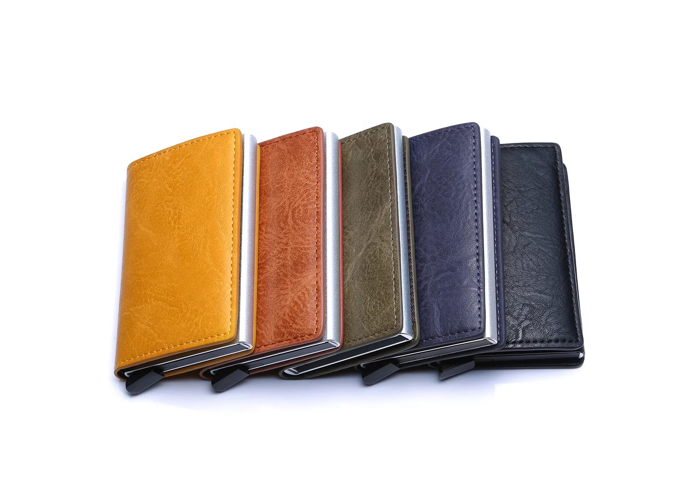 Custom RFID pop-up smart automatic card holder pu men  wallet