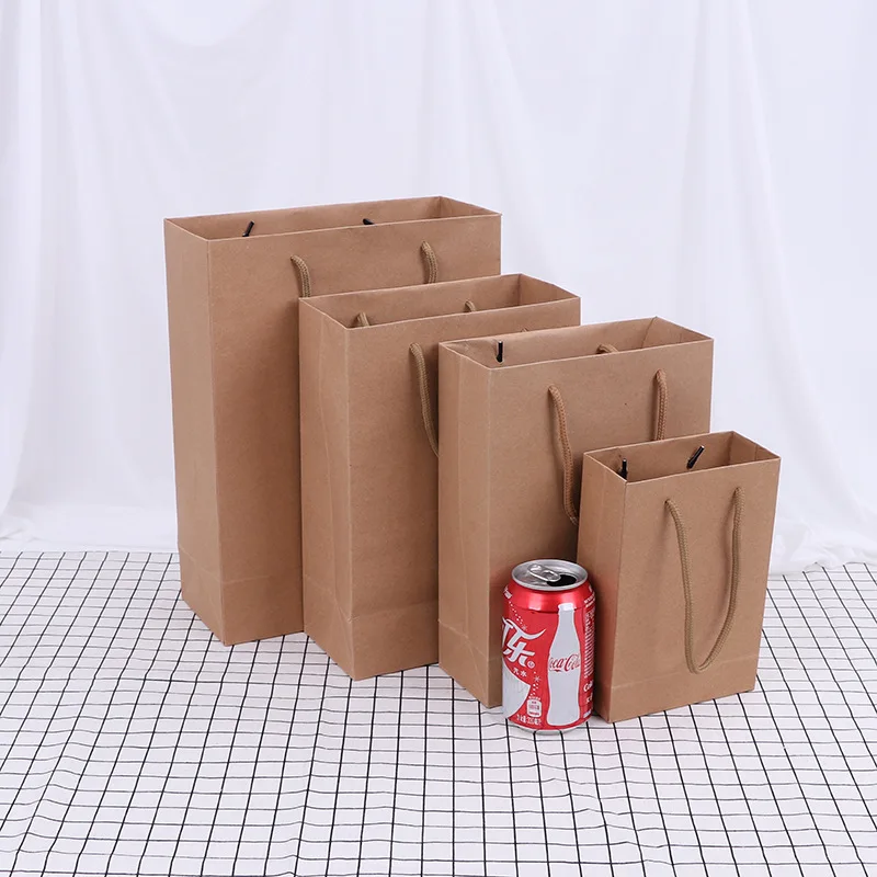 Custom full color printing Paper shopping bag package brown Kraft paper bags