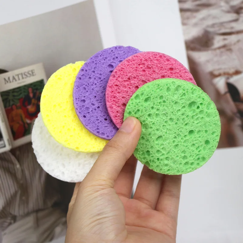 HMU Natural Exfoliation Wood Pulp Cotton Facial Compression Cleansing Sponge Wholesale Eco Friendly Compressed Facial Sponge