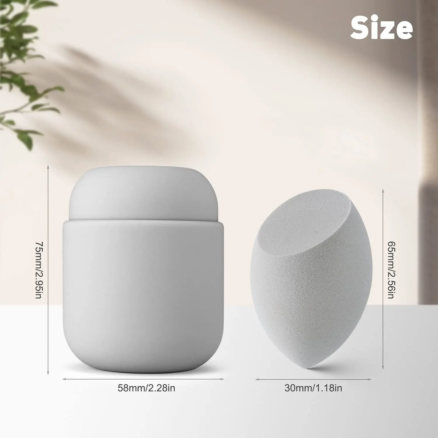 Grey Makeup Sponge Non Latex Beauty Sponge Dual Use Makeup Blender with Breathable Sponge Holder