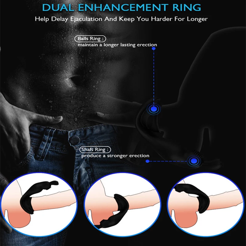 Silicone Penis Rings For Men Glans Weight Enlargement Ejaculation Delay Ring Cock Sex Toys For Men Penis