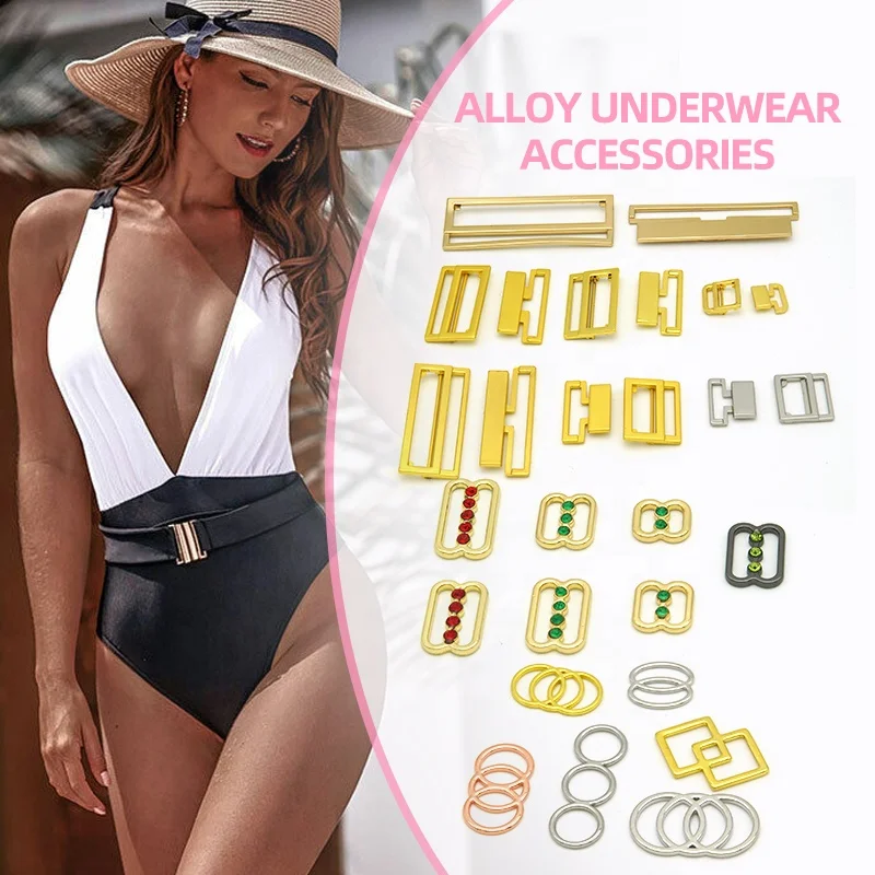 Lingerie Essentials Garter Strap Clamps and Suspender Buckle Metal Nylon Plastic Alloy with Adjusters for Bra and Underwear