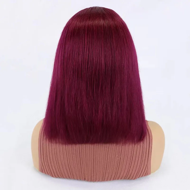 Free Shipping 13x4 ST Bob Wig Lace Front 12inch Red Wigs Human Hair Lace Front Women Wigs Human Hair