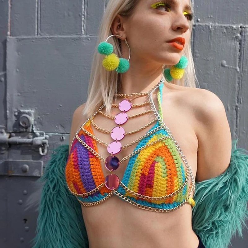 Women Body Harness Bohemian style Jewelry Night Party Hot Sexy Night Bra Top Night Club  Body Chain Top