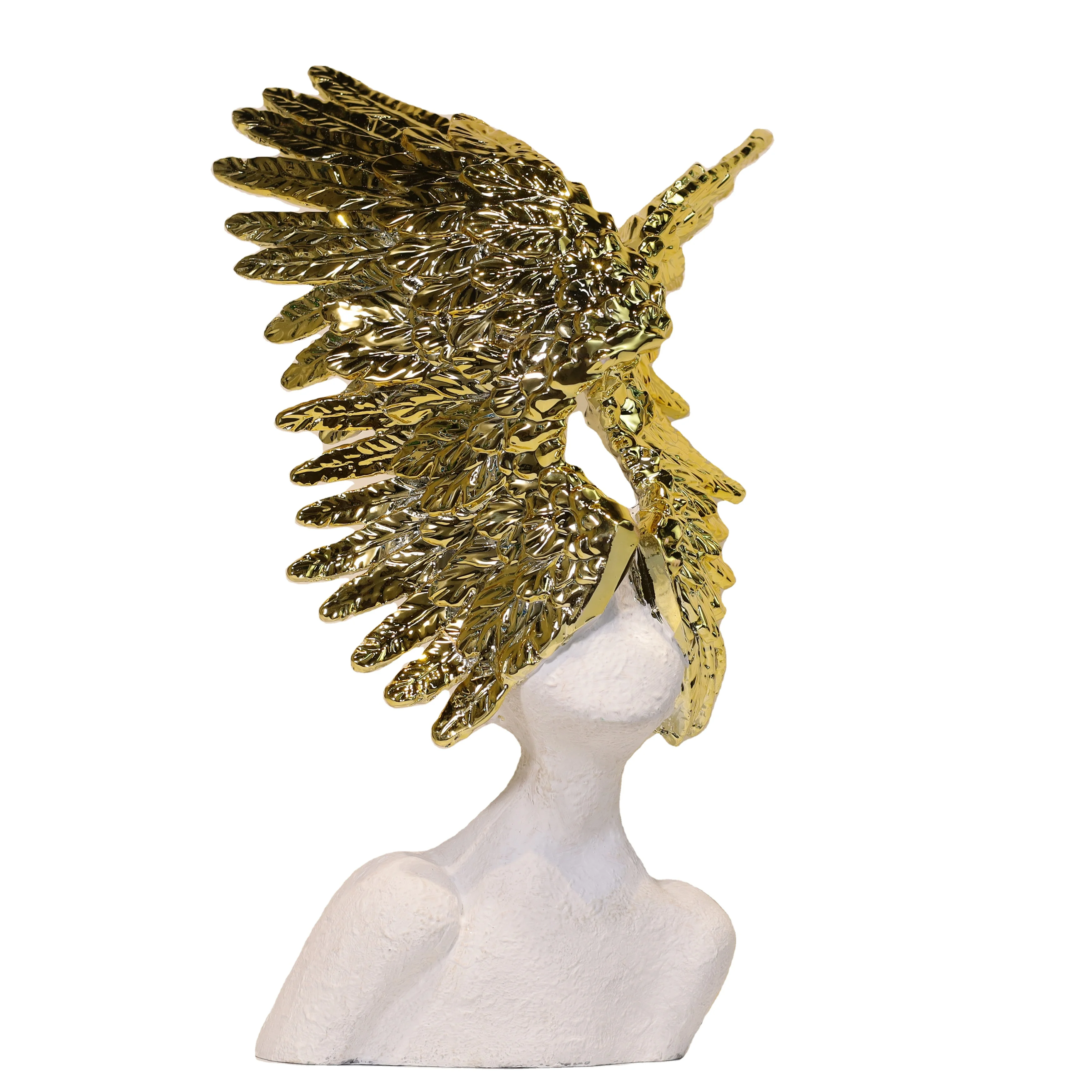 home assesories luxury home decor Soft Decoration Golden Nordic Light Luxury  Character FAIRY Resin Angel Wings Bust Sculpture