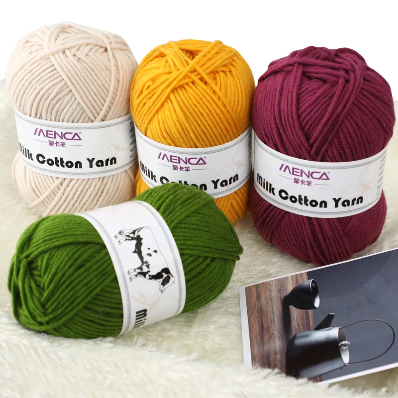 Milk Cotton Yarn 5ply for Hand Knitting Multi 92 Colors 12s/5 Middle Thickness 9# Needles Baby Yarns Thread