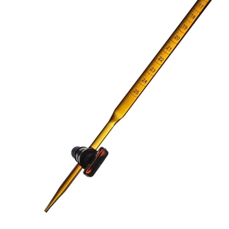 MZXH-019 из янтарного стекла кислоты бюретки с PTFE прямой запорный