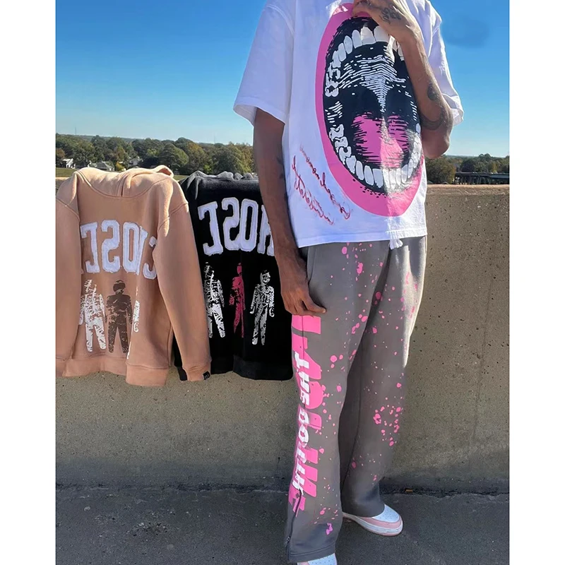 YSJY Summer Unisex T-Shirt Track Flare Sweat Pants Sets Jogger Tracksuit Custom Screen Print T Shirt And Pants Set For Men