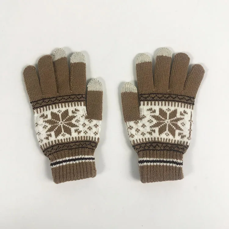 Wholesale Factory Knitted Magic Gloves Custom Jacquard Pattern With Finger Touching Screen
