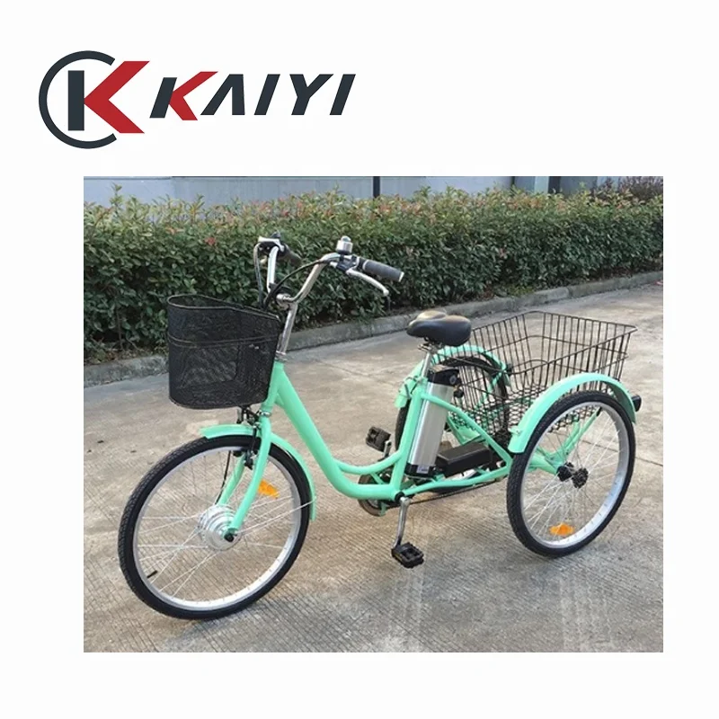 KAIYI Wholesale Electric Bicycle City Tire Cargo Ebike 3 Wheel Electric Coffee Bike China Factory Tricycles 36v250w 24*1.75 36V
