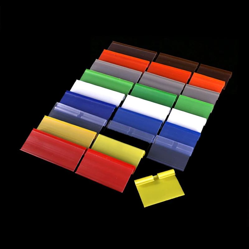 Clear supermarket plastic label holder price fruit label for shop shelf adhesive shelf label holder for book shelf