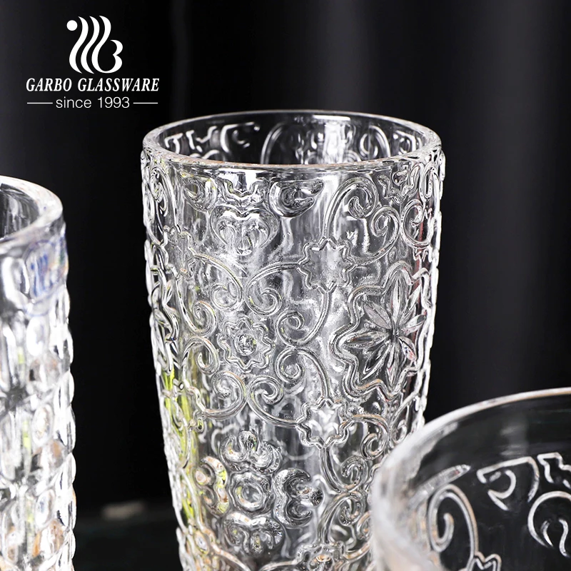 Classic Vintage transparent engraved white red wine champagne glass cups long stem goblet stemware for European country