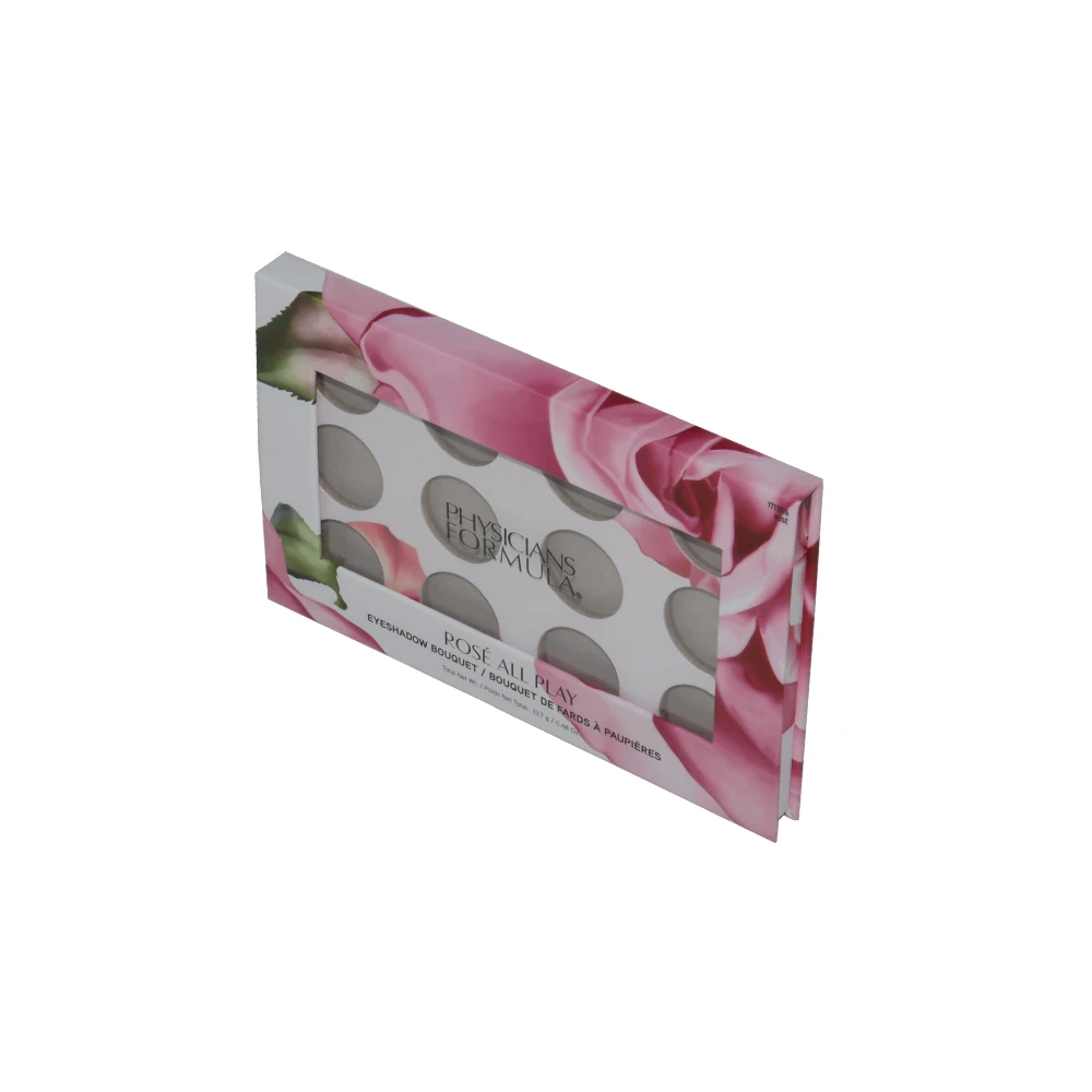 Magnetic Catch Eco Friendly Paper Cardboard Empty Makeup Cosmetic Packaging 12 Color Eyeshadow Palettes with Clear PVC Window