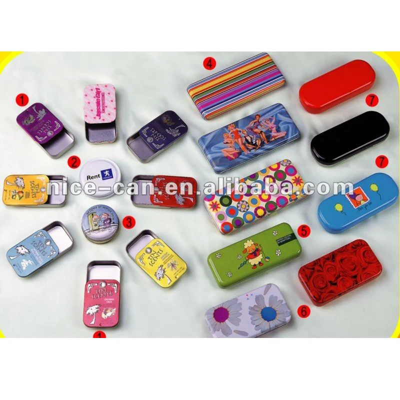 Guangzhou Factory Custom Storage Jars Metals Printed Candle Pill Mint Container Metal Packaging Chewing Gum Sliding Mint Tin