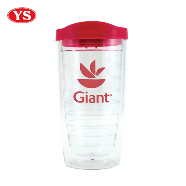 promotional 16oz double wall plastic auto coffee travel mugs with lid