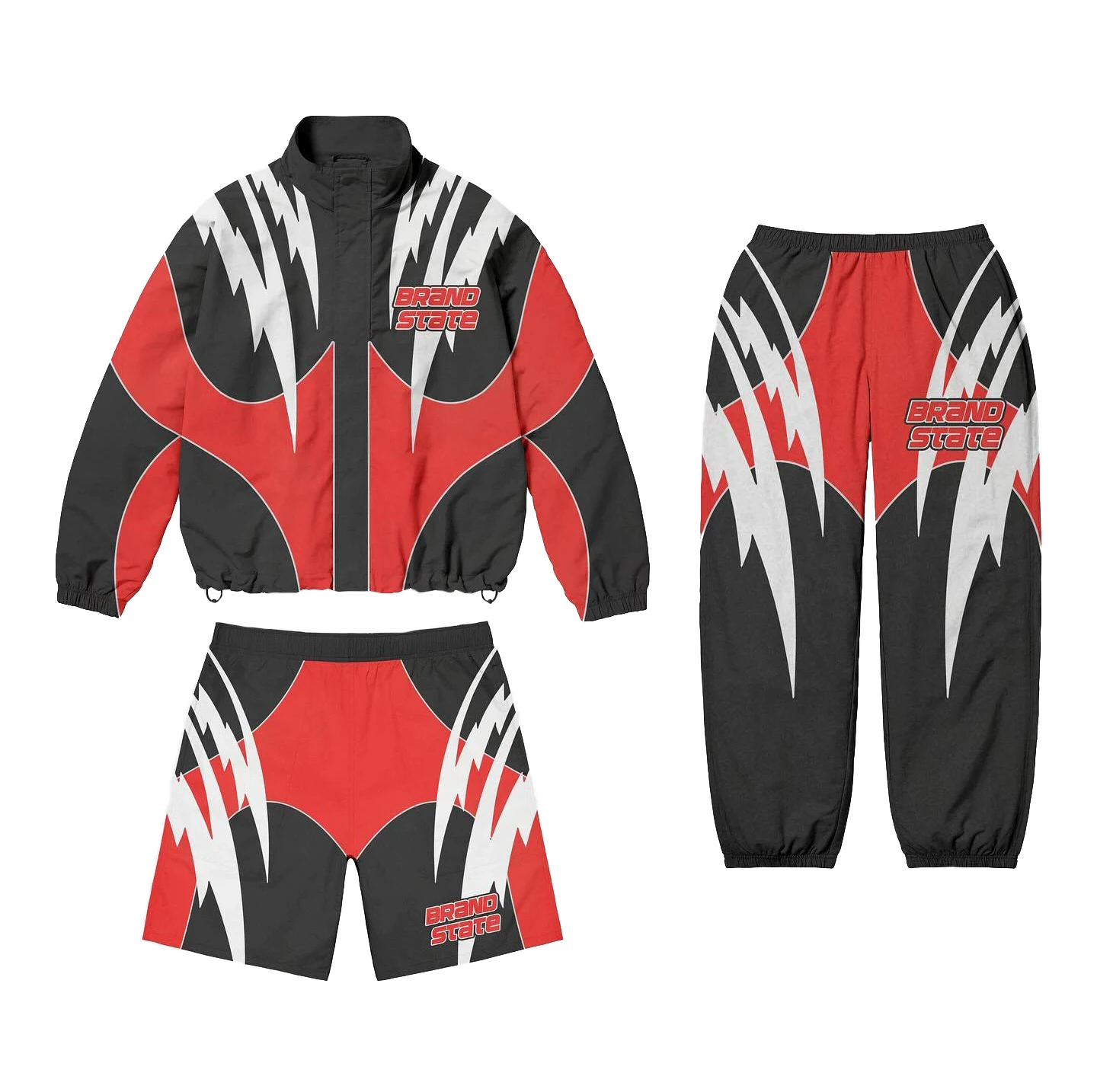 Custom Sublimation Print Oversize Polyester Casual Outdoor  Wind Breaker Waterproof Zip Up Track Jacket Set