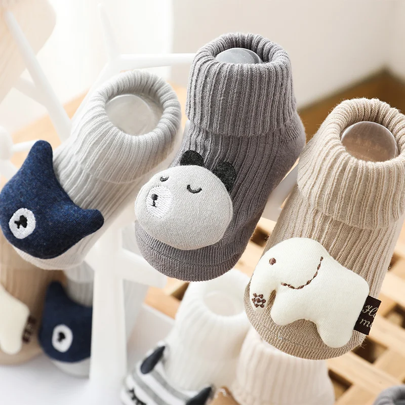 3D Cute Cartoon Baby Accessories Stocking Cotton Gripper Socks Warm Knitted Kids Socks Toddler Anti Slip Floor Socks