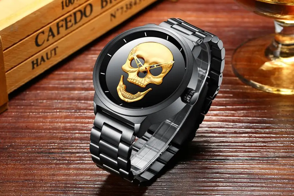 
Biden skeleton watch big face solid steel band Japanese movement mens luxury watch wrist custom logo 