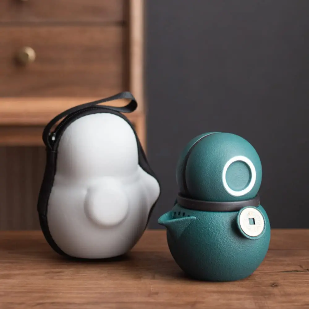 Chinese travel tea set ceramic teapot one pot two cups portable outdoor treasure pottery tea cup set