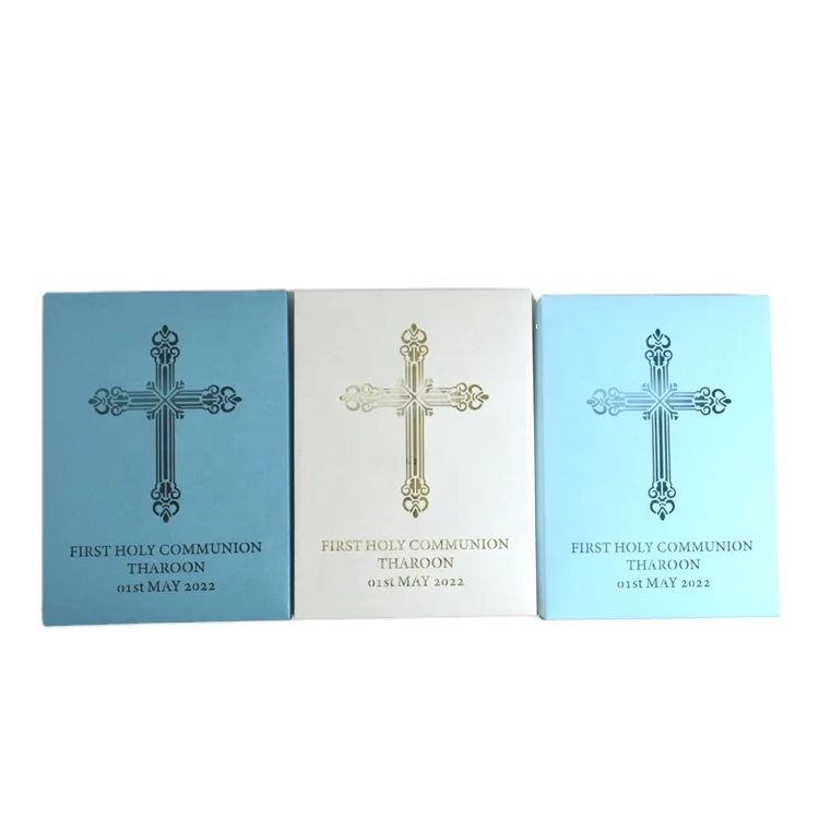 Custom baptism box laser cut cross first holy communion invitation