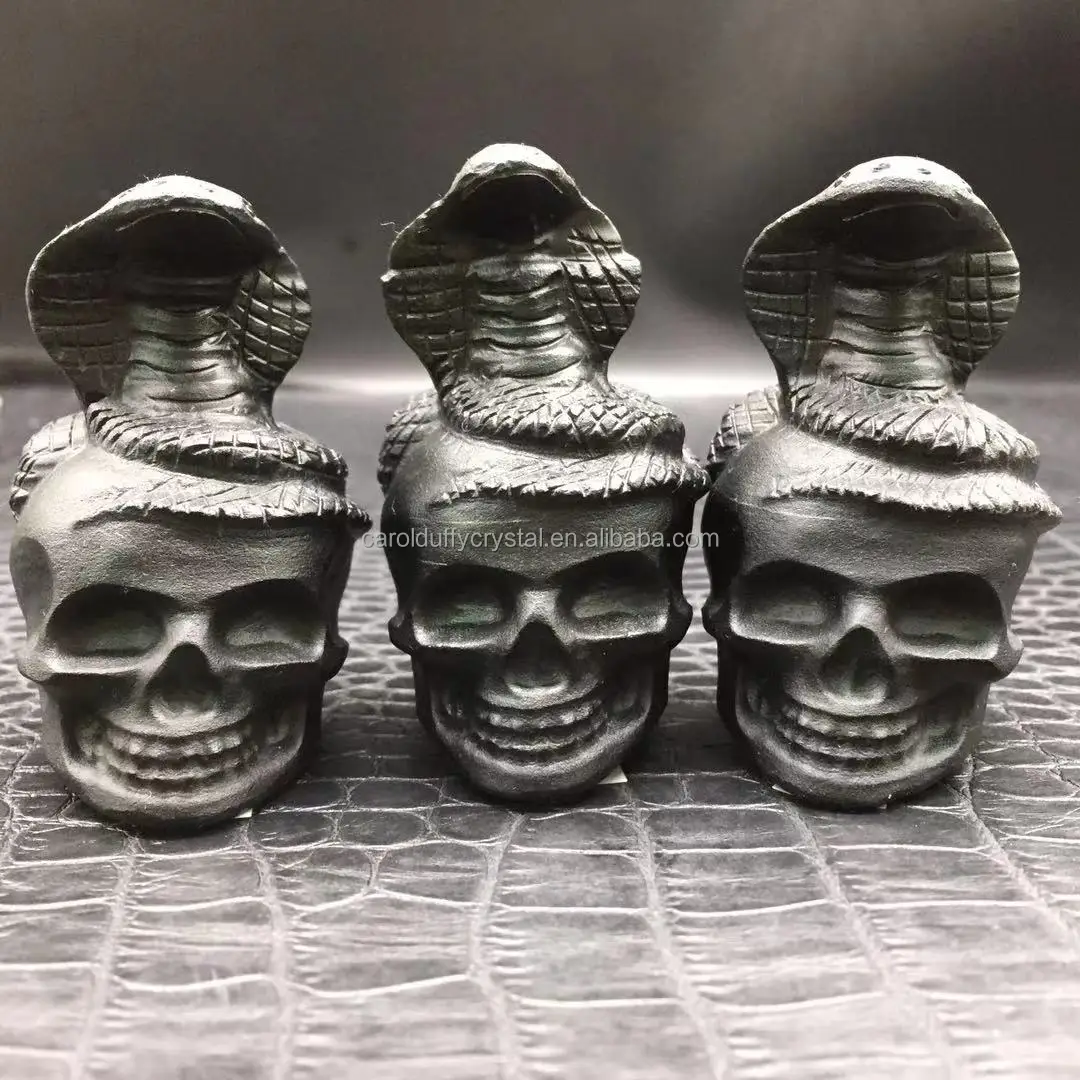 Wholesale Natural Obsidian Crystal Carved Snake Skulls Not polished Healing Decoration