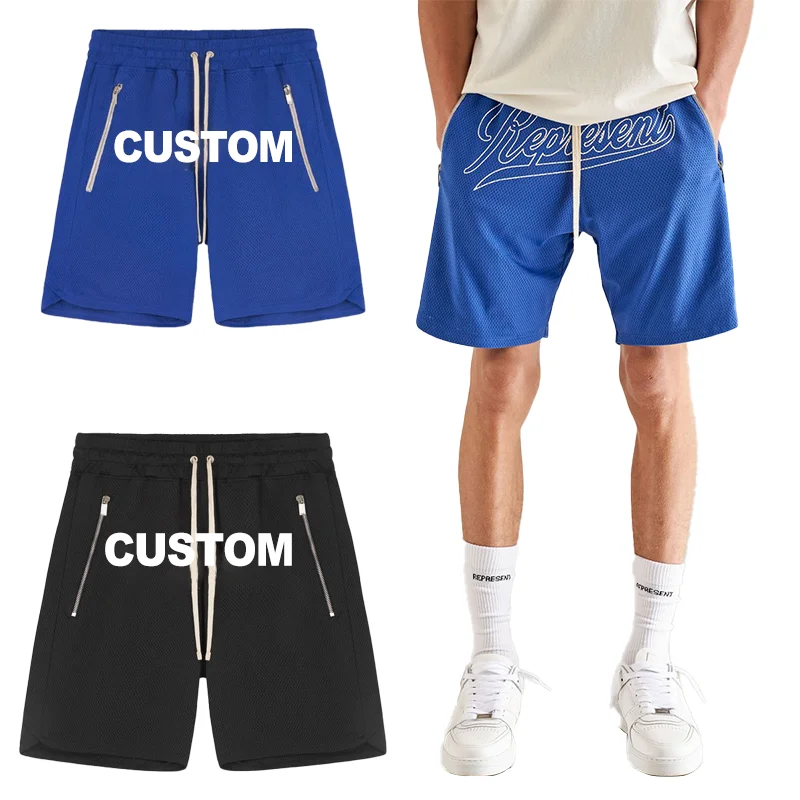 Embroidered Custom Men Sport Wear Shorts Summer Pants Casual Set T Shirts Football Basketball Gym Mesh Shorts Sport Men Boys