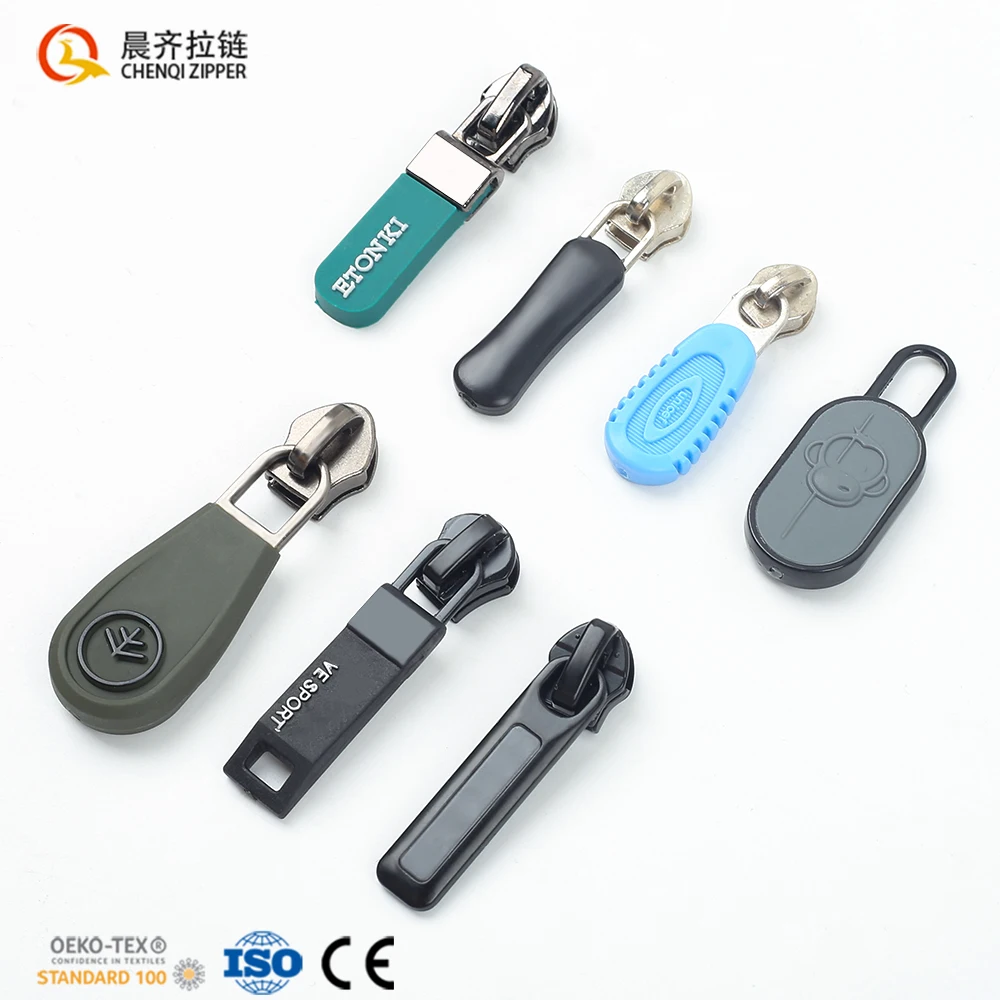 Factory Price Design Logo Custom Logo 5# 8# Colorful Pattern Injection Moulding Zipper Slider Puller Pull For Jackets