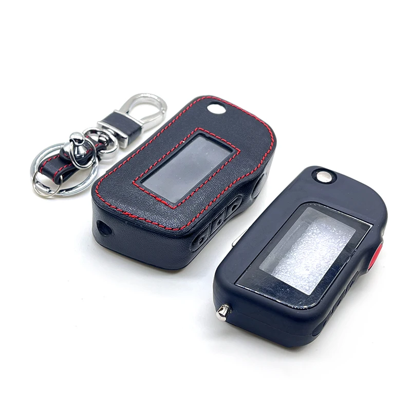 Leather keycase suitable for Starline A93 folding remote control uncut keychain two-way car alarm Starline A93 dual key
