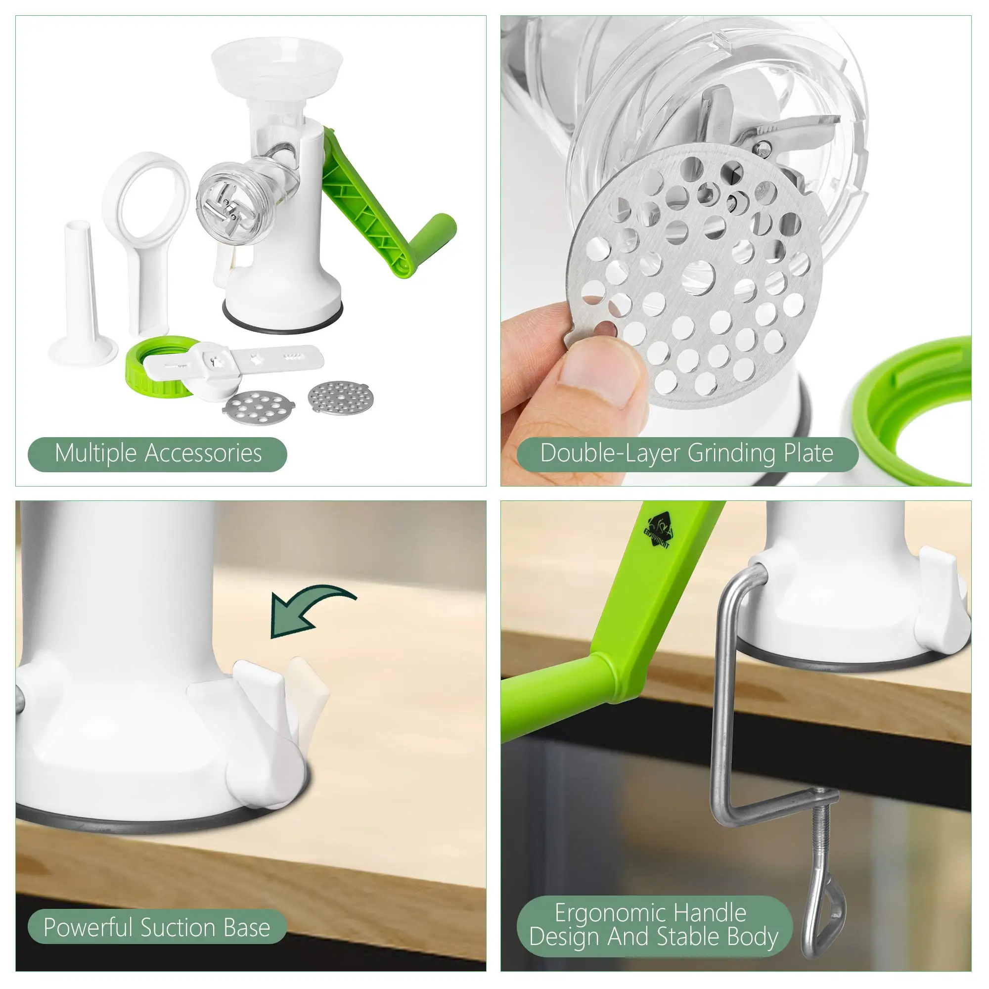 Portable Household Stand Manual Meat Grinder & Sausage Noodle Dishes Food Mixer