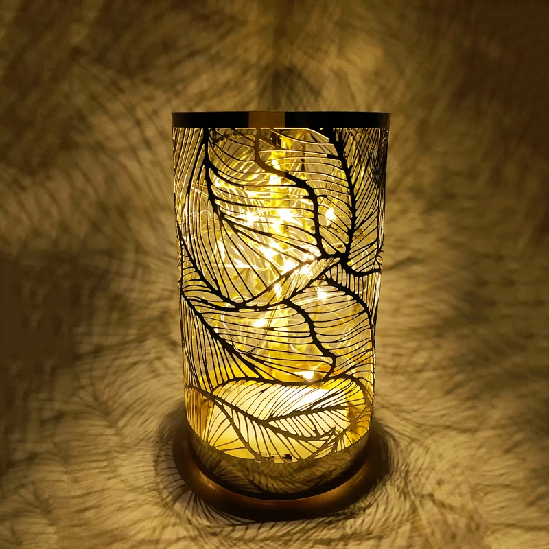 Novelty Metal LED Light Table Lamp Wedding Decoration Stainless Steel Decorative Lamp Home Decor Craft