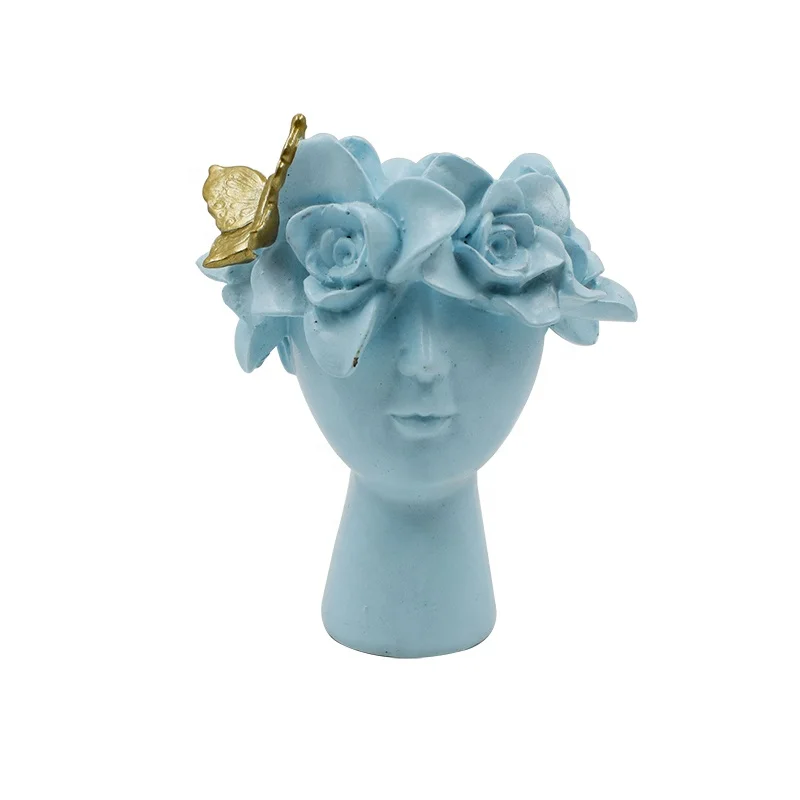 
Custom Flower Garden Desktop Ornament Lady Head Pot Girl Head Planters Resin Head Planter 