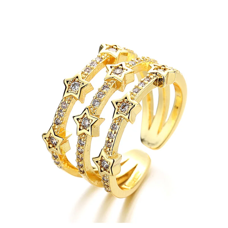 KDC2261 wholesale fashion brass brass zircon star ring women