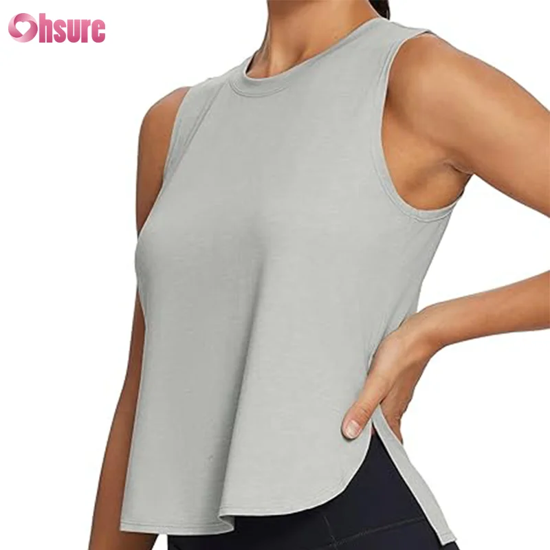 Bodybuilding Nylon & Spandex Blend Slim Hem Yoga Wear Women Crop Tank Tops