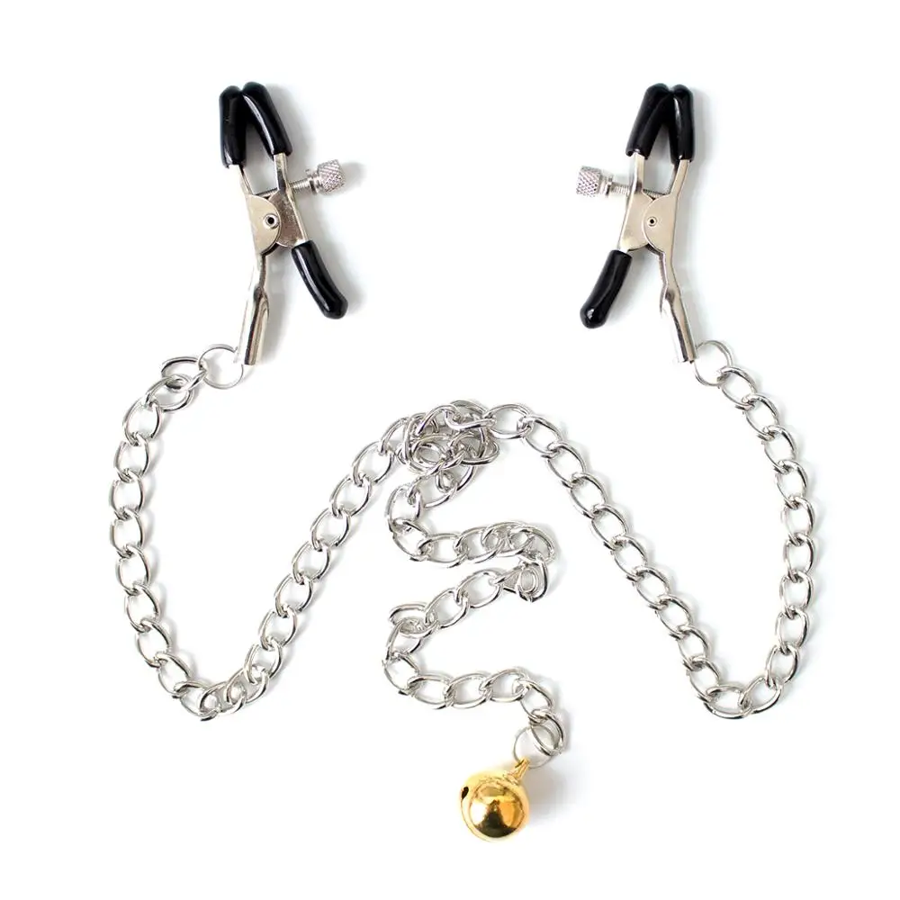 Metal Chain Bells Double Nipple Clips Restraint Body Piercing Nipple Piercing BDSM Fetish Role Playing Couples Slave Sex Bondage