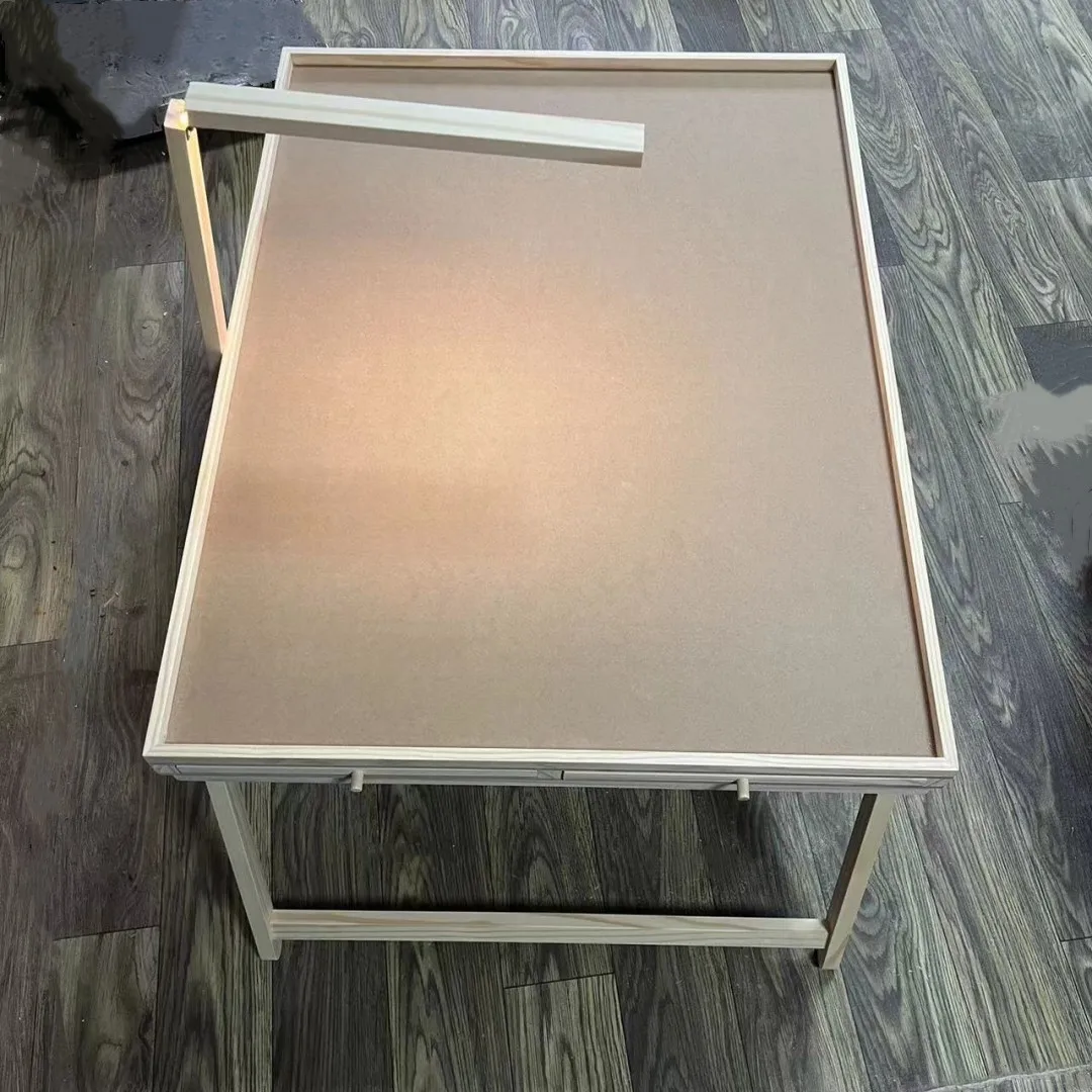 wood Jigsaw Puzzle Table with LED Light, Jigsaw Puzzle Board with Folding Legs and Cover, Wooden Plateau Puzzle