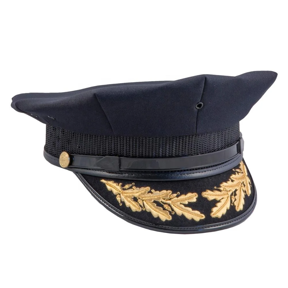 
Embroidery Golden Leaf Navy Blue Crown Uniform Hat Party Cosplay Officer Military Army Pilot Police Peaked Cap 