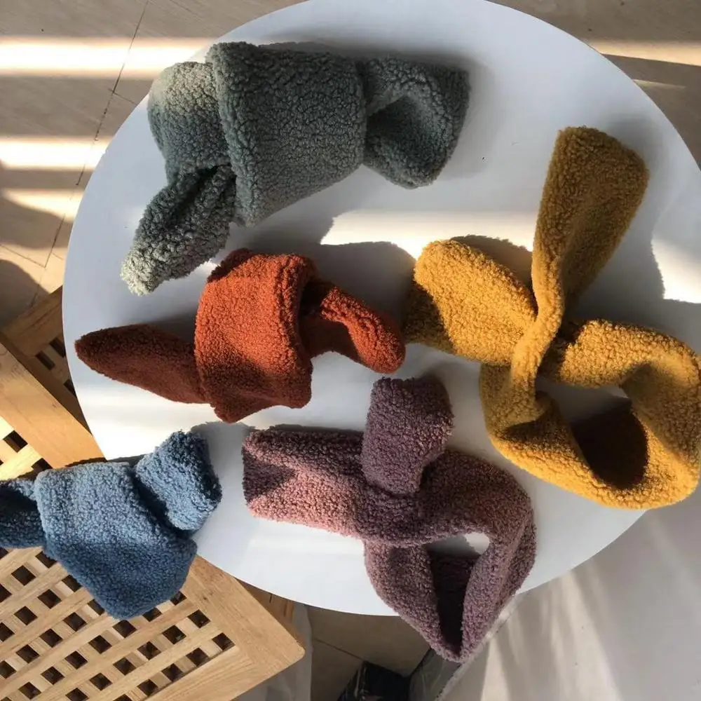 Осенне-зимний новый корейский детский однотонный шарф Детские шарфы из берберского флиса милые теплые детские шарфы с крестом