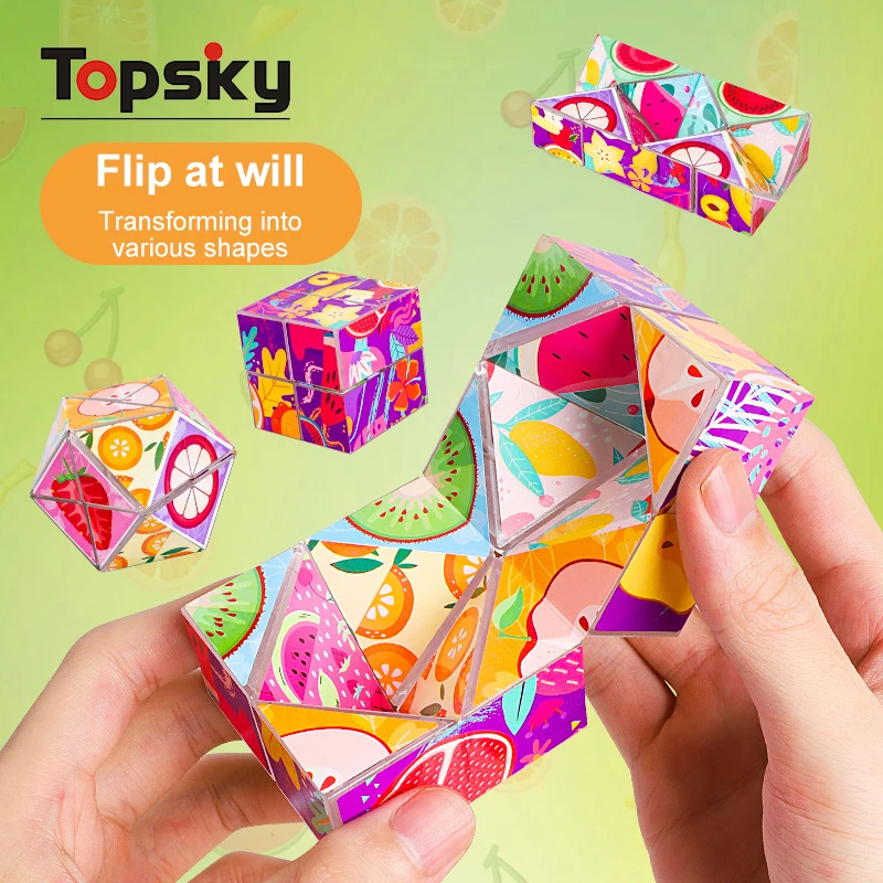 Creative Education 3D Changeable Magnetic Magic Cubes Puzzle Fidget Toys Colorful Folding Puzzle Cube Plastic Toys For Kids