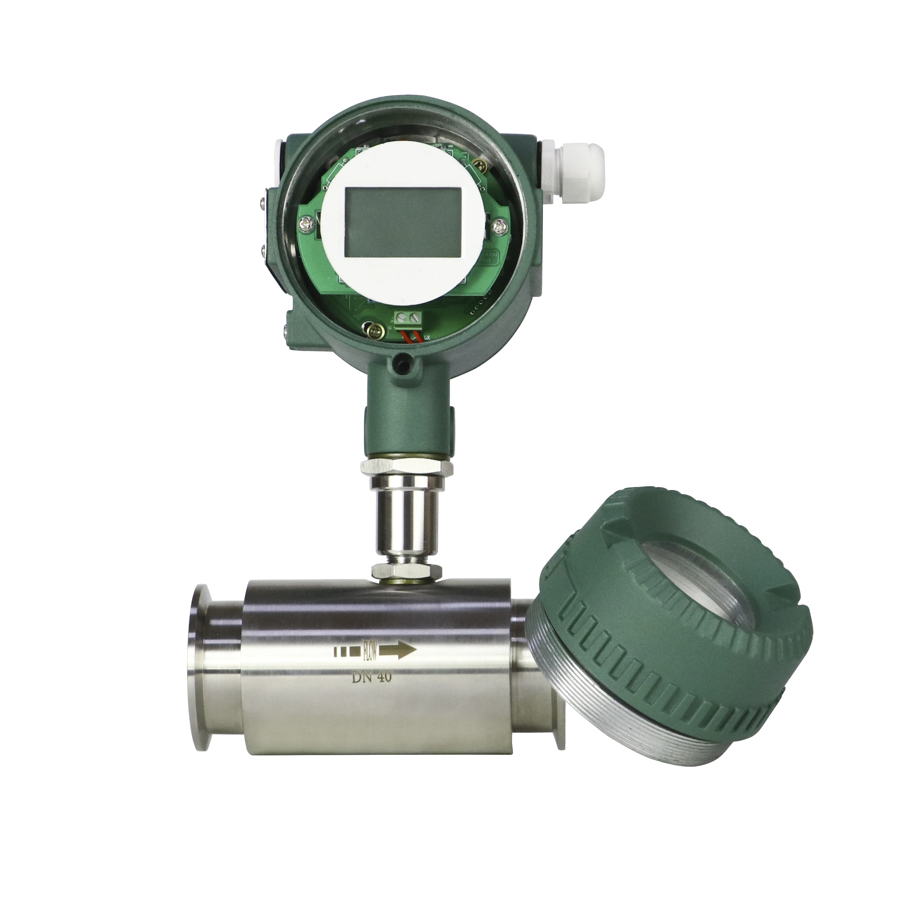 SS304 SS316  Liquid water Sanitary Milk Beer base oil Olive Tri-clamp Turbine Flowmeter DN40 1.5' turbine Flow meter